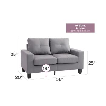 Newbury Loveseat, Gray