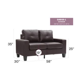 Newbury Loveseat, Dark Brown