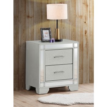 Madison Nightstand, Silver Champagne