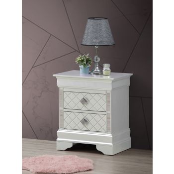 Verona Nightstand, Silver Champagne