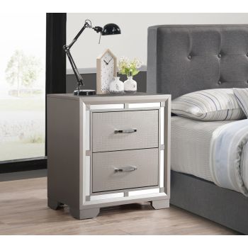 Alana Nightstand, Silver Champagne