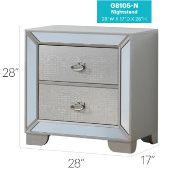Hollywood Hills Nightstand, Silver Champagne
