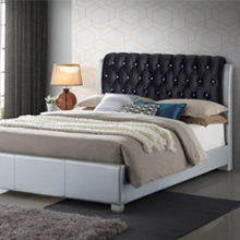 Glory Furniture Cama King tapizada en terciopelo Maxx en azul marino